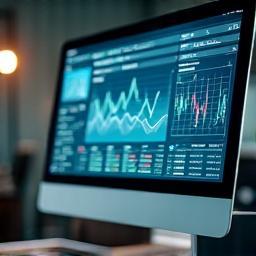 Analytics dashboard on screen